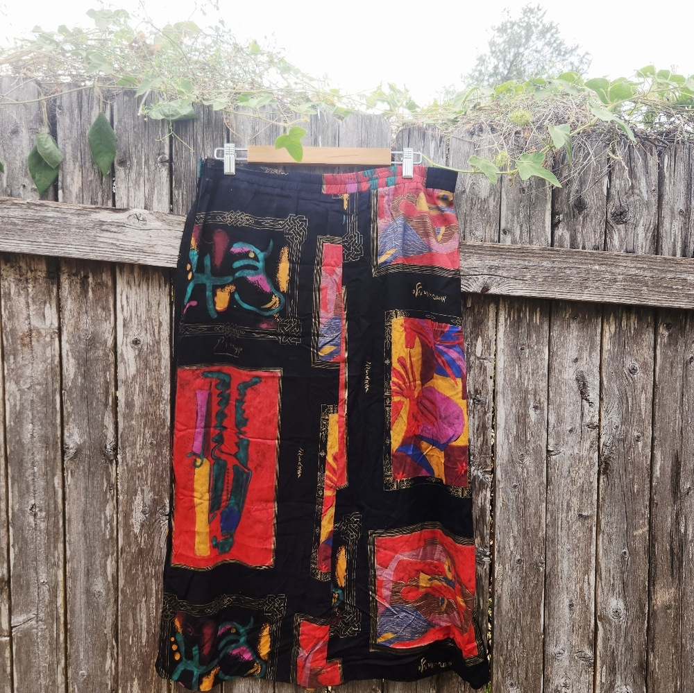 Vintage Joan Miro Abstract  Maxi Skirt